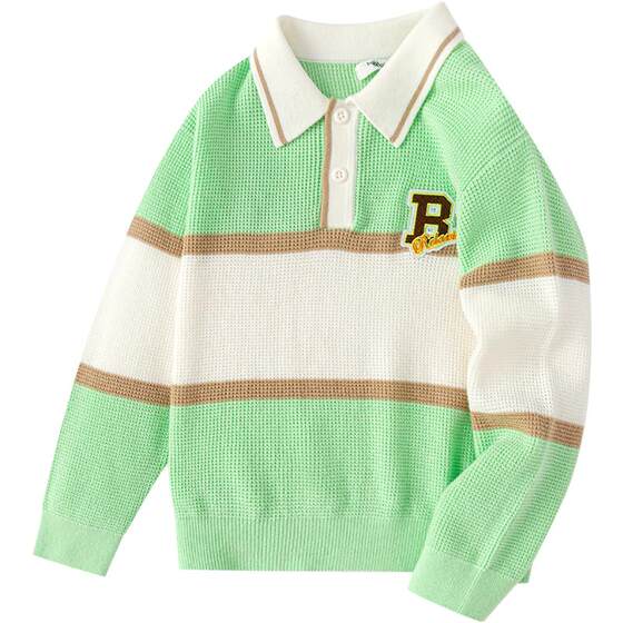 
Balabala boys sweater children's baby pullover knit sweater spring and autumn children's clothing children's striped base shirt trend
