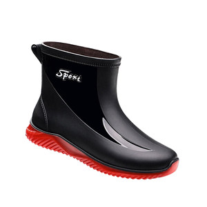Short tube water shoes men's non -slip wear -resistant takeaway rider rubber shoes fishing in fishing and velvet waterproof rain boots men's rain shoes
