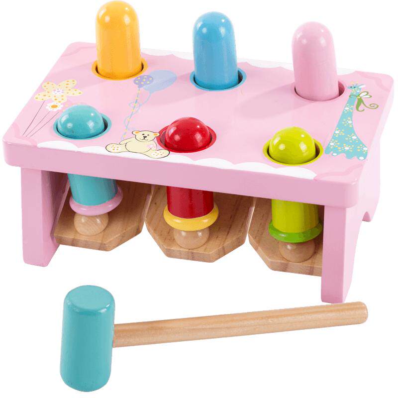 Knocking Table Lucky Boy Wooden Knocking Table - Pink Educational Toy for Toddlers ...