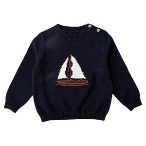 
ins baby pure cotton sweater A round neck pullover knitted sweater soft boys and girls spring, autumn and winter cotton exports to the UK
