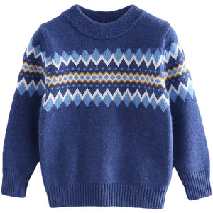 
Autumn and winter college style big children's cashmere sweater thickened boys' round neck pullover knitted bottoming sweater children's wool sweater