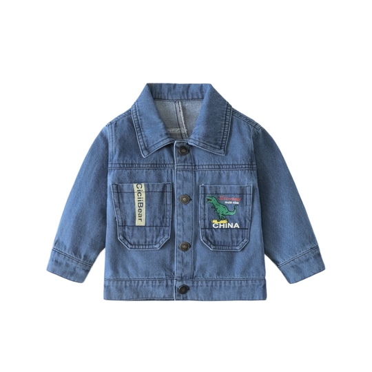 Ciciibear Boys Denim Jacket - Spring/Autumn Cartoon Style