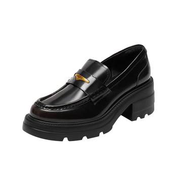 Scatto British thick-soled small leather shoes loafers for women