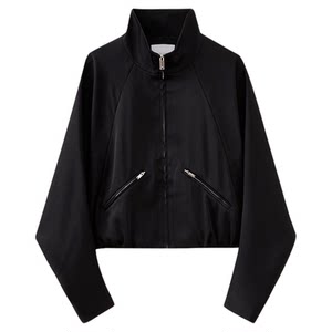 
Shuiyunjian black bat-sleeve short coat women's long-sleeved top small stand-up collar sweatshirt outdoor sports style 2026 autumn