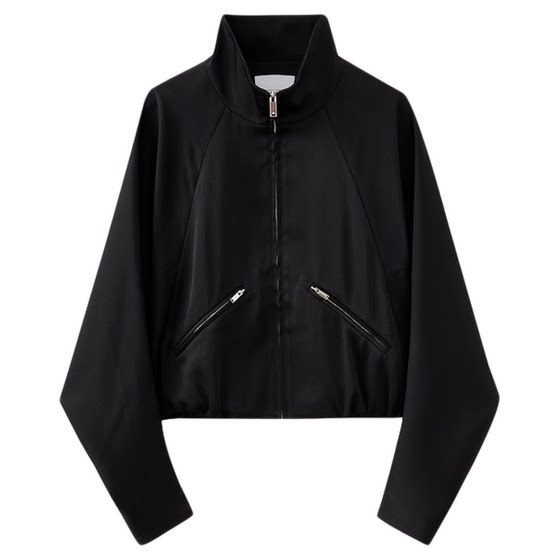 
Shuiyunjian black bat-sleeve short coat women's long-sleeved top small stand-up collar sweatshirt outdoor sports style 2026 autumn