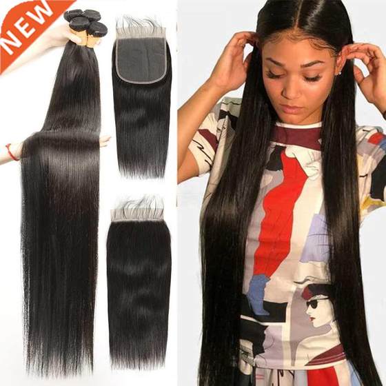 FDX Straight Bundles With 6x6 Lace Closure Brazilian Hair We