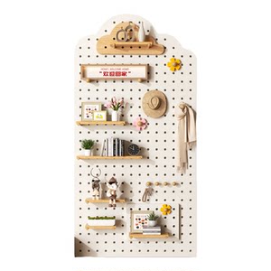 
Balcony hole board custom solid wood storage flower shelf green plant wall door behind storage decorative modeling wall cream style