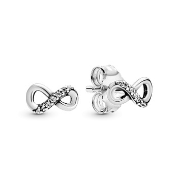 Pandora's simple temperament earrings shiny eternal symbol

