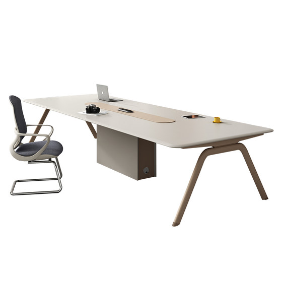
Simple and elegant skin-like paint process E0 grade environmentally friendly board conference table negotiation table office reception table and chair combination