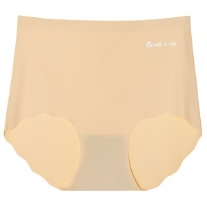 
Ice silk traceless flat corner fitness underwear for women in summer thin one-piece mid-high waist belly shorts new pure cotton