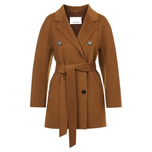 
Langzi pure wool suit collar double-breasted slim mid-length wool jacket temperament commuting 2025 new winter style