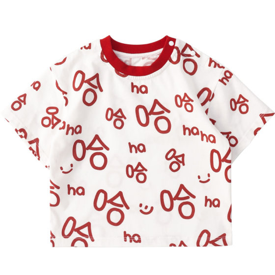 WHYLOOK original haha summer parent-child clothing for a family of three baby onesies baby T-shirt short-sleeved mother-daughter clothing