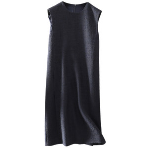 Special#特 特 特 shining thick flowers woolen cooler sleeveless dress in the long temperament, thin, bottoming A -line vest skirt
