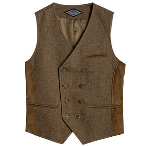 Soarin British retro double -breasted suit vest male woolen stitching business casual slim horse clip vest
