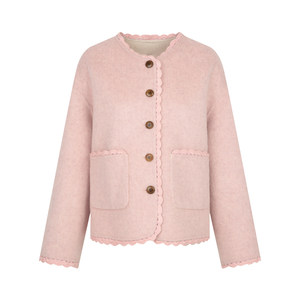 
BLUEerror alpaca double-sided crocheted pink double-sided woolen women's short woolen coat winter warm woolen coat