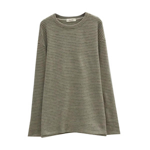 
Nuochu Sea Salt Oreo ~ Maternity knitted striped long-sleeved T-shirt autumn and winter loose and versatile tops and bottoming shirts
