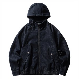 
American-style washing hooded work denim jacket men's texture loose versatile casual jacket trendy retro top