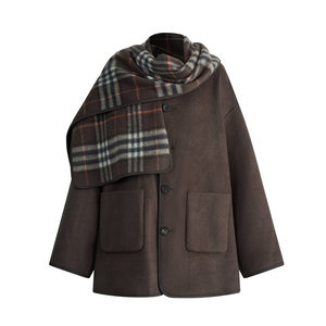 Ye Tong's same Fabrique Thames twin plaid coat short wool cashmere woolen coat cloak for women