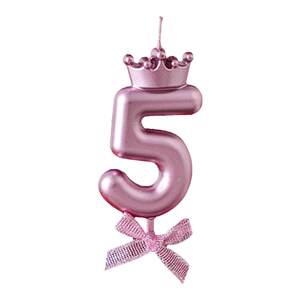 
Internet celebrity colorful crown bow digital candle birthday cake decoration plug-in first birthday party dress up