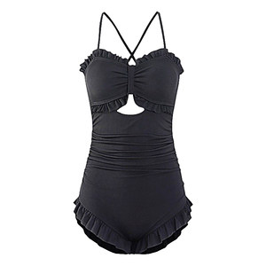 Beidao black student long -sleeved swimsuit covering belly and thin conservative girl conservative hot spring connective flat -angle swimsuit