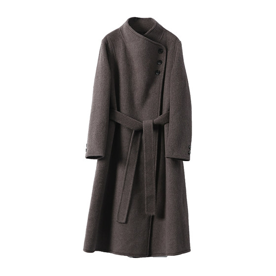 
Taomodao luxury line quality! Cashmere + superfine wool + lyocell mid-length woolen coat for women + belt