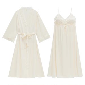 
Sexy pajamas women's bathrobe ice silk long lace pure palace style bride wedding bridesmaid best friend morning robe girl