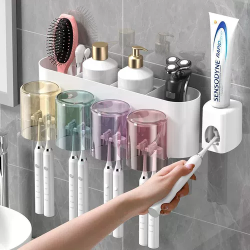 Зубная щетка для хранения, не пробивая настенные настенные настенные зубные щетки и разгрузки Электрическая зубная щетка вверх ногами