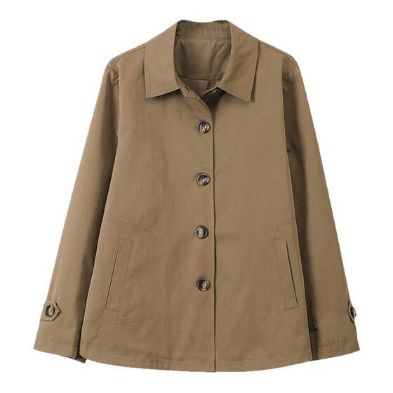 
Women's trench coat short loose 2026 spring and autumn new style middle-aged small mother casual large size single-breasted coat
