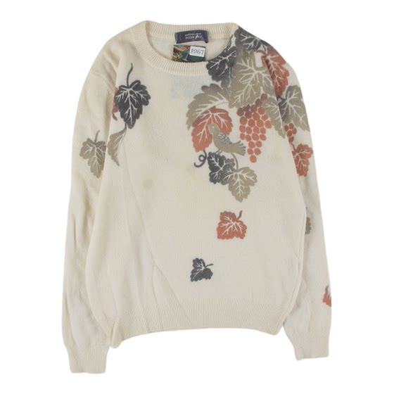 
Vintage solid color wool sweater pullover V-neck round neck sweater knitted sweater for men and women couple college jacket 97