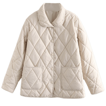 Diamond -shaped spring and autumn and winter, small cotton clothing women's commute Korean version
