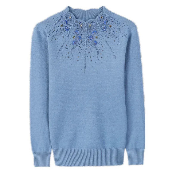 
21 Spring and Autumn Women's Cashmere Sweater for Middle-aged and Elderly Women's Fashionable Mother Loose and Fatty Plus Plus Larger New Base Shirt