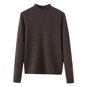 Repeat the whole wool collar roll edge of the random bottoming shirt autumn and winter new warm knitted knitted horn top
