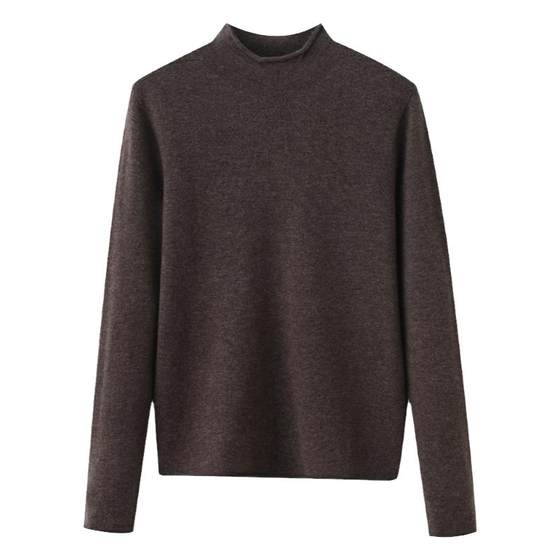 Repeat the whole wool collar roll edge of the random bottoming shirt autumn and winter new warm knitted knitted horn top
