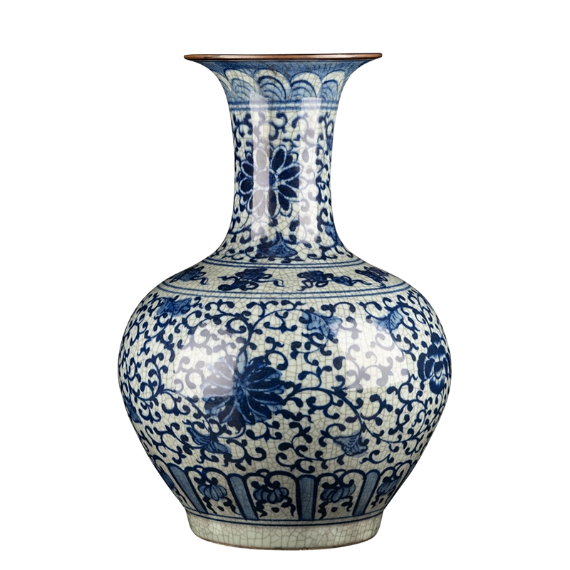 青花瓷大花瓶客廳擺件新中式青花瓷瓶景德鎮手繪陶瓷花瓶復古青花瓷瓶