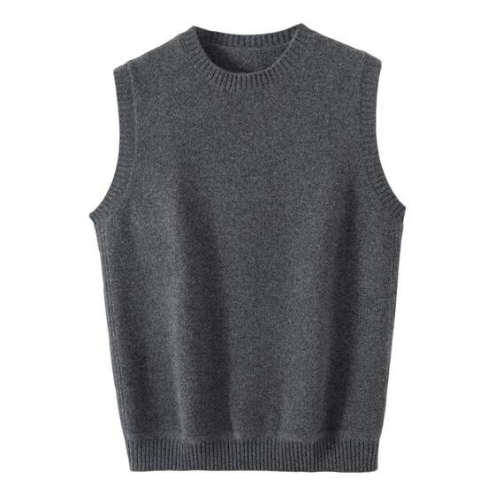 
Round neck vest vest men 100% pure cashmere sweater autumn and winter sweater middle-aged and young fashionable warm sleeveless sweater