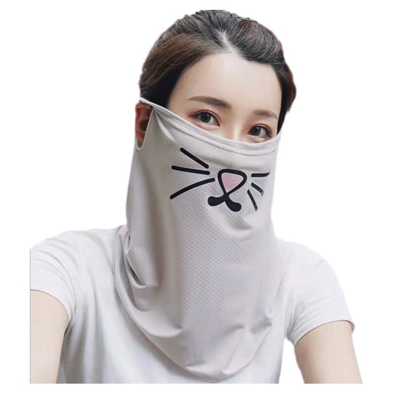 防曬面紗冰絲面罩遮臉女耳掛圍脖套口罩遮脖子夏天遮疤神器帶配飾-Taobao