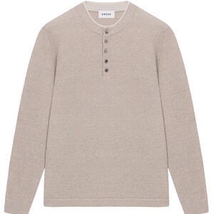 
ERDOS Men's Light Cashmere Sweater Spring and Summer Linen Blended Round Neck Henley Shirt Business Casual