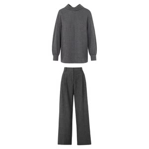 
Langzi deconstructed design stand-up collar temperament shirt/pants suit high-end commuting 2025 new style