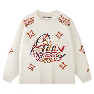 
Take off soon Dimitri co-branded FILA FUSION Feile Zhanghao knitted sweater for women New Year sweater for men