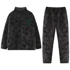 
Beiyan Snoopy coral velvet quilted couple pajamas for women winter new thickened warm cotton jacket men's large size suit