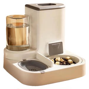 Cat bowl and dog bowl automatic feeding device cat food pot cat cat food two bowls of drinking water bowl integrated to protect cervical spine pet supplies