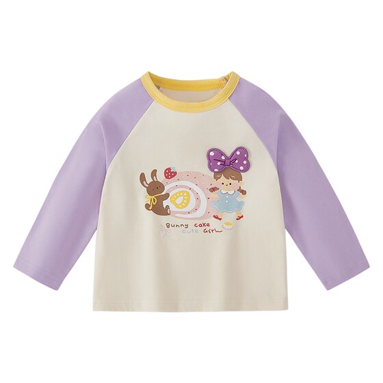 
[7A Antibacterial] Children's Long Sleeve T-Shirt 8 Baby Spring Versatile Clothes Boys Contrast Color Fashionable Spring Clothes Girls Tops