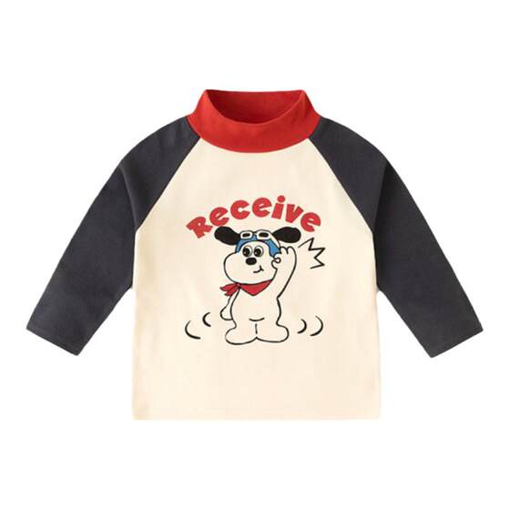 
Baby half turtleneck bottoming shirt autumn and winter boys' elastic long-sleeved T-shirt girls cartoon tops winter children's winter clothing