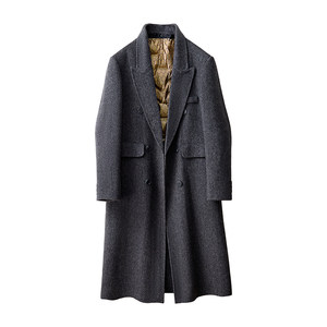 
Wool/down liner/over-knee long autumn and winter double-sided wool men's coat wool shoulder pad Korean windbreaker jacket