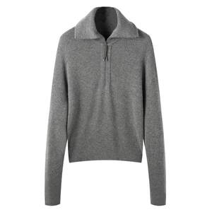 
Chunzhu 100% cashmere thickened knitted pure cashmere sweater women's lapel sweater women's top