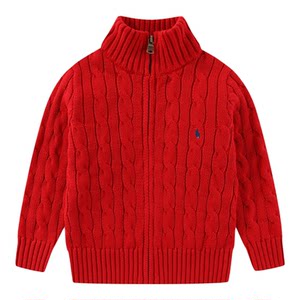 
RL152 boys and girls knitted sweater zipper cardigan jacket pure cotton sweater pony sweater casual style
