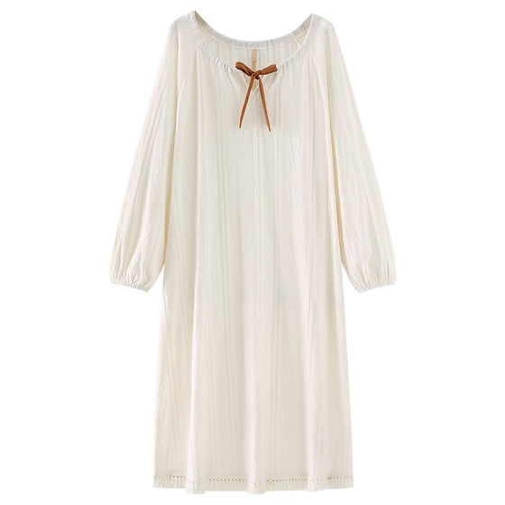 Jialefen nightdress Women's pajamas spring and autumn autumn cotton long -sleeved long -sleeved long dress summer thin set