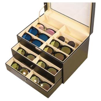 Glasses storage box Multi -layer leather display box large capacity
