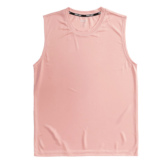 Quick drying sports T-shirt training suit vest men's loose round neck solid color sleeveless T-shirt ultra light sweat wicking fitness running suit