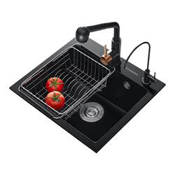 Higold kitchen quartz stone sink black dish washing